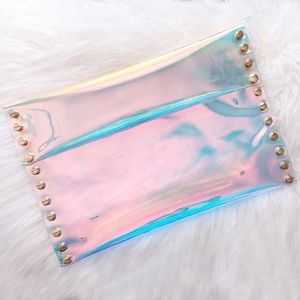 New! Rainbow Iridescent Clutch with Gold Hardware!